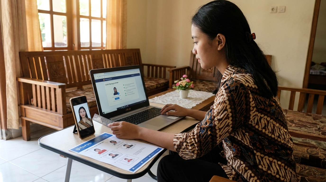 Supporting image that visualizes the requirements, checklist, or technical standards from "Solusi Foto Profesional dengan PasPoto".