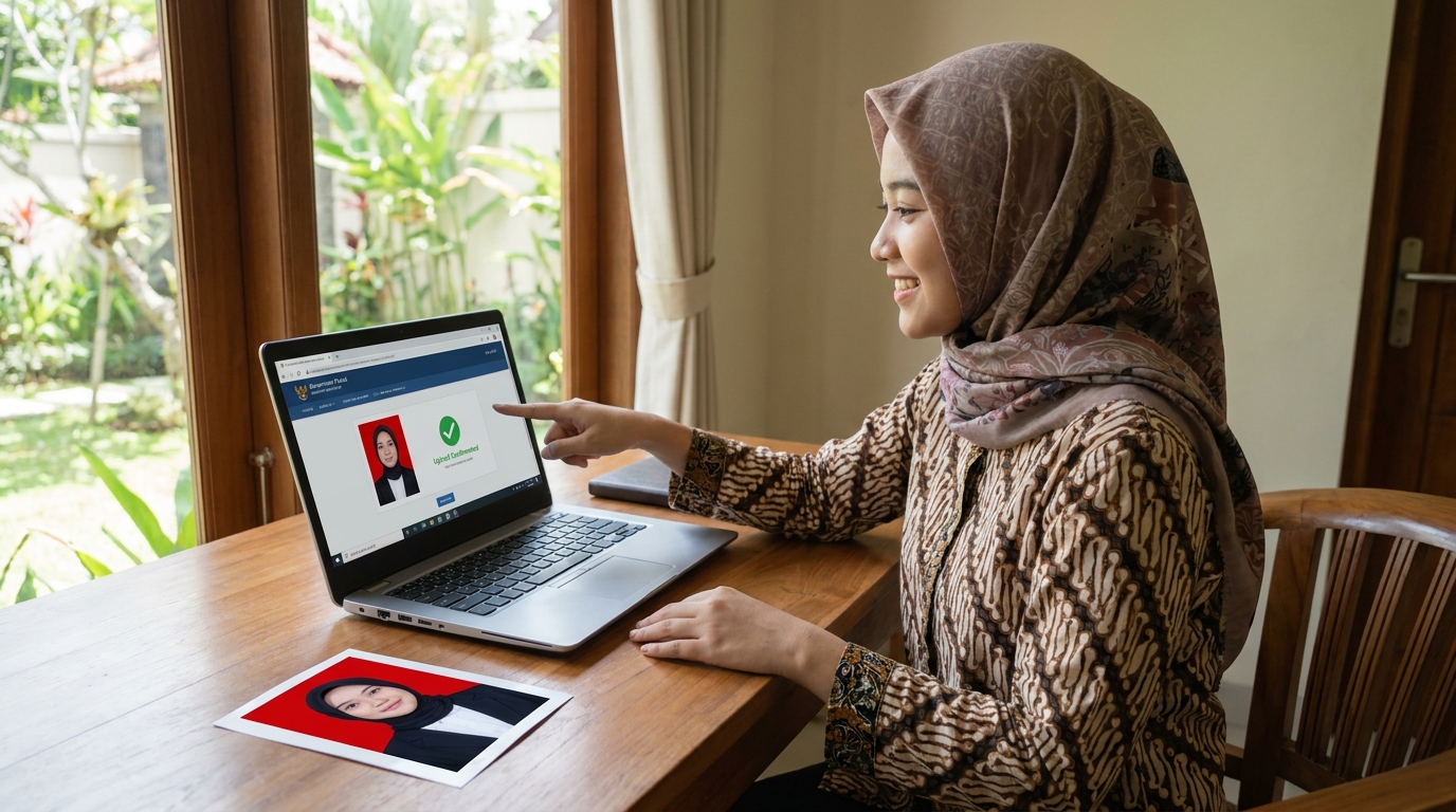 Supporting image showing the final accepted-looking result described in "Langkah Praktis Mendapatkan Foto Standar Birokrasi".