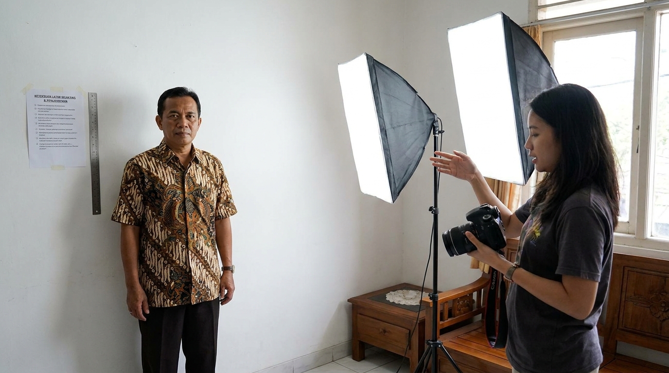 Supporting image that visualizes the requirements, checklist, or technical standards from "Ketentuan Latar Belakang dan Pencahayaan".