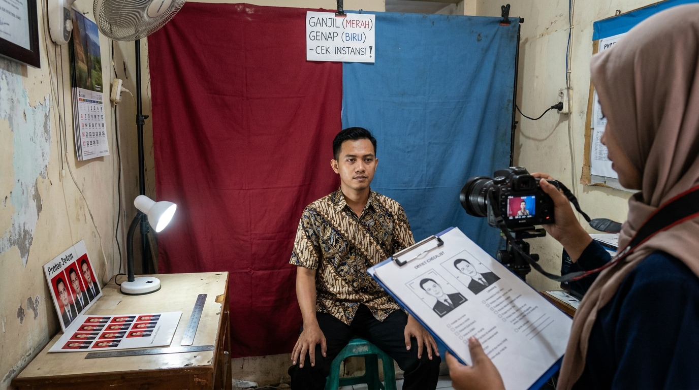 Supporting image that visualizes the requirements, checklist, or technical standards from "Ketentuan Warna Latar Belakang dan Komposisi".