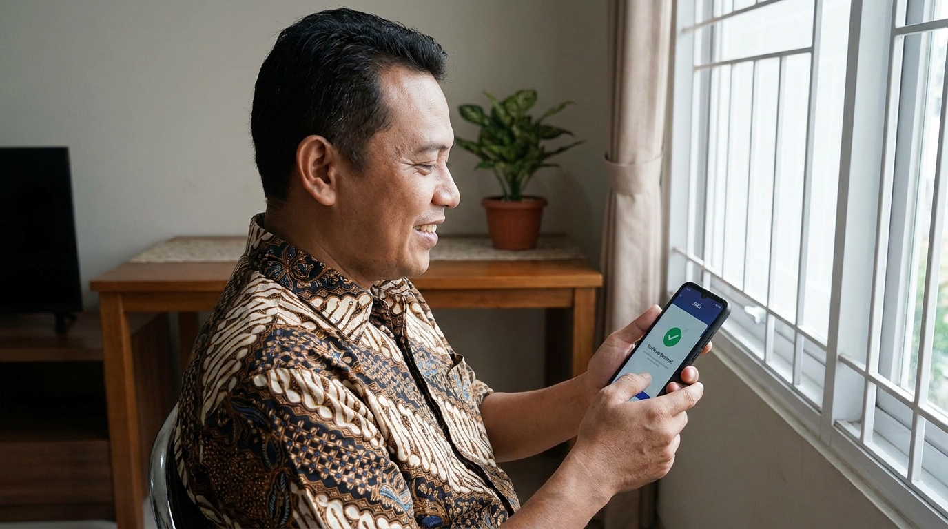 Supporting image showing the final accepted-looking result described in "Mengapa Verifikasi Wajah JMO Sering Gagal?".