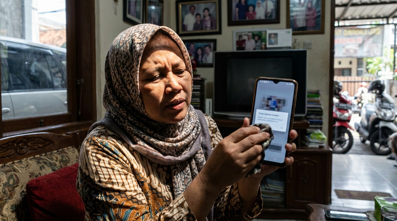 Hero image showing the real-world problem or failed state from "Mengapa Verifikasi Wajah IKD Sering Gagal?".