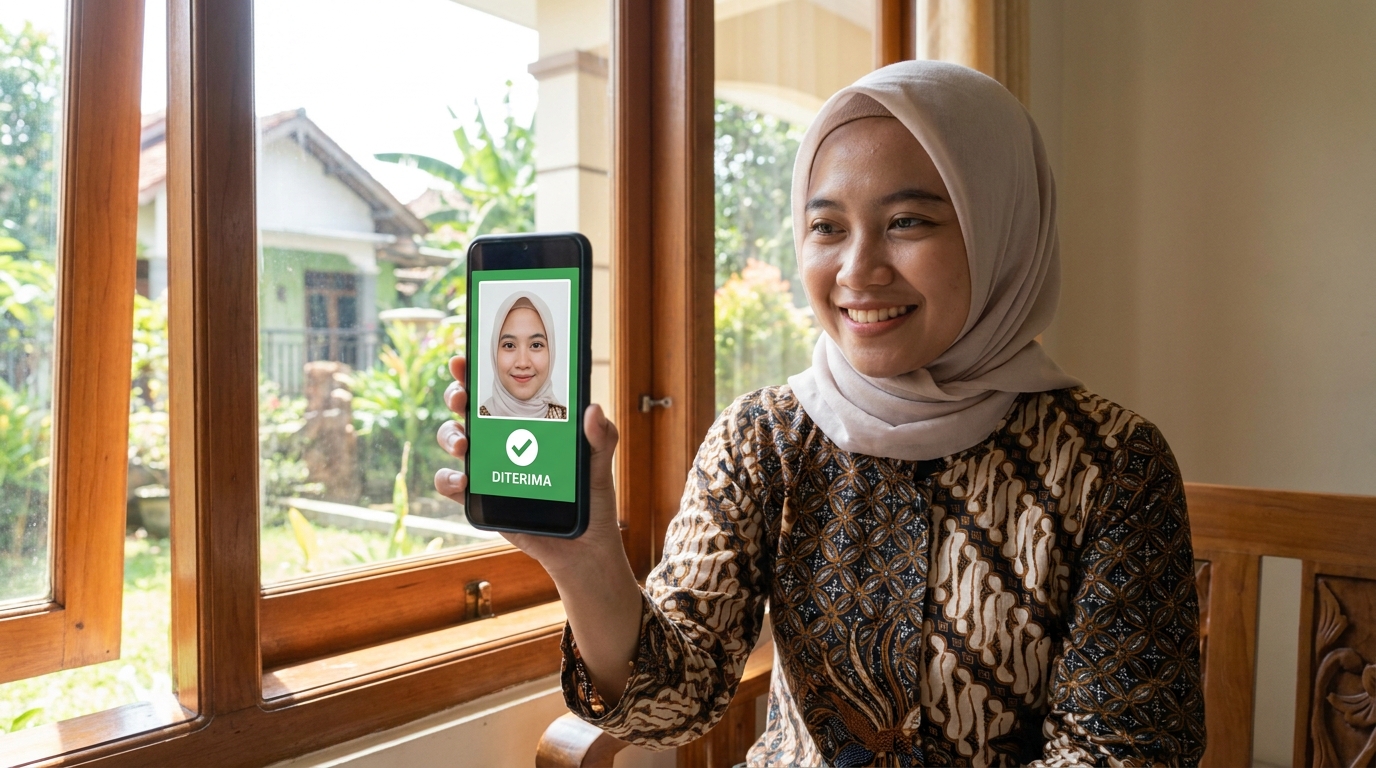Supporting image showing the final accepted-looking result described in "Tips Agar Foto Verifikasi Langsung Diterima".