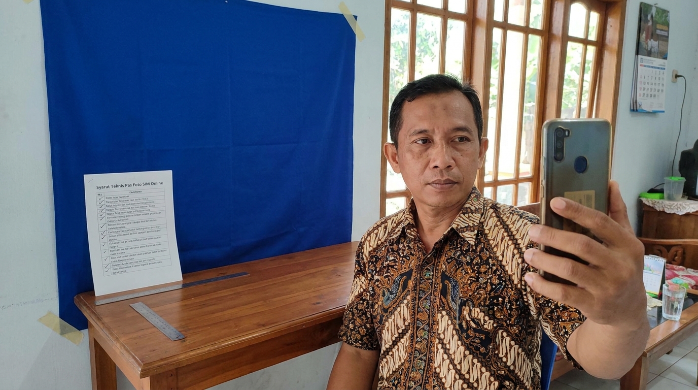 Supporting image that visualizes the requirements, checklist, or technical standards from "Syarat Teknis Pas Foto SIM Online 2026".