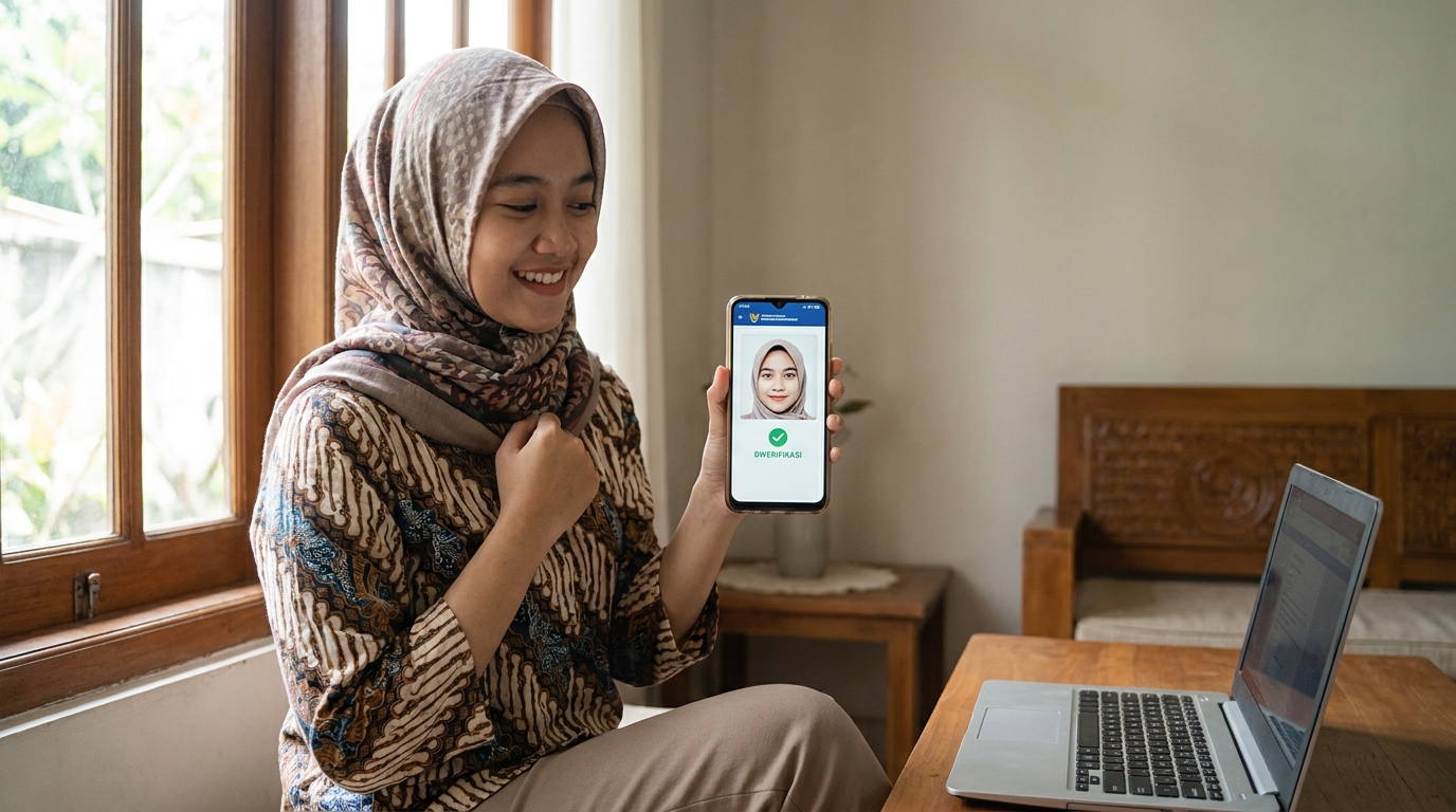 Supporting image showing the final accepted-looking result described in "Cara Foto untuk SIM Online agar Cepat Diverifikasi".