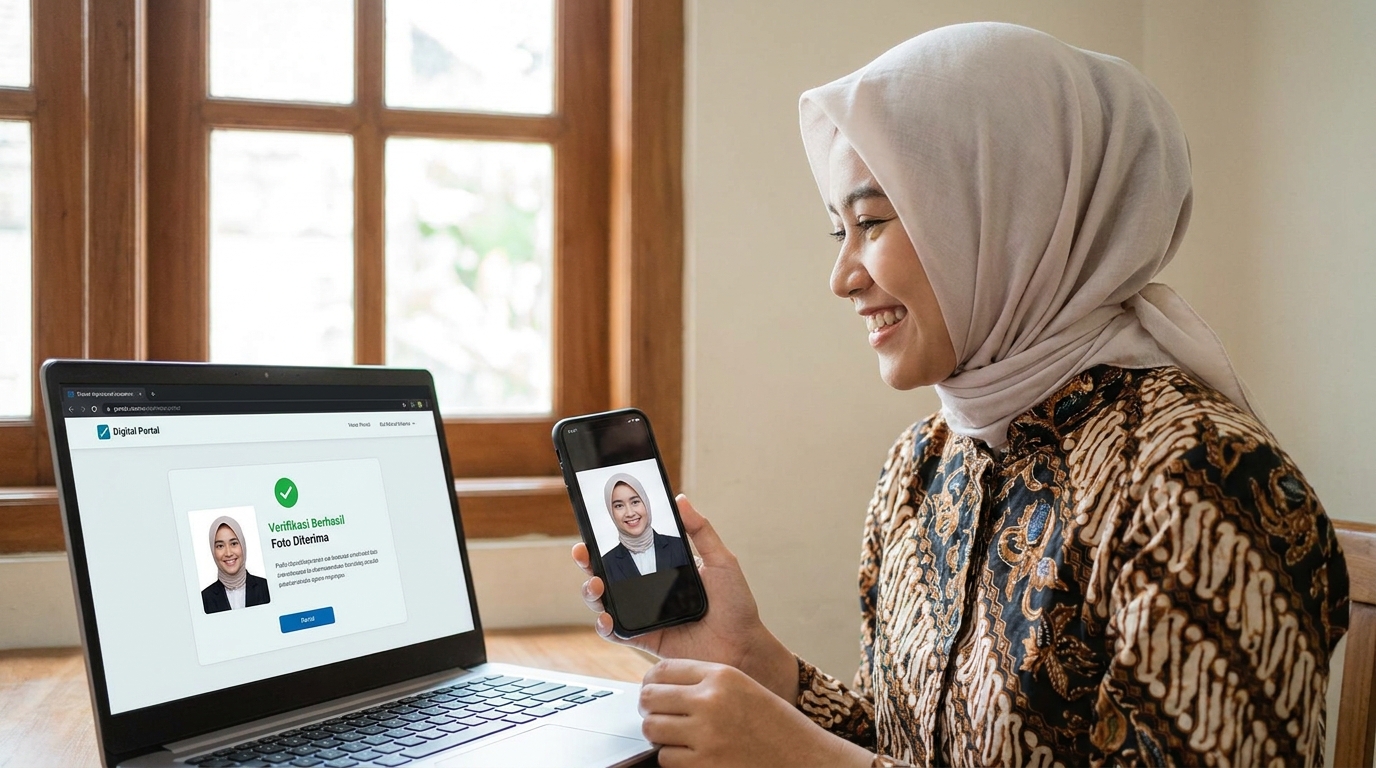 Supporting image showing the final accepted-looking result described in "Solusi Praktis untuk Hasil Foto Standar Profesional".