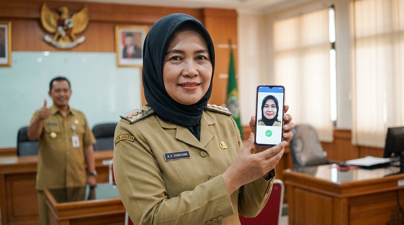 Supporting image showing the final accepted-looking result described in "Ketentuan Pakaian dan Atribut Resmi".