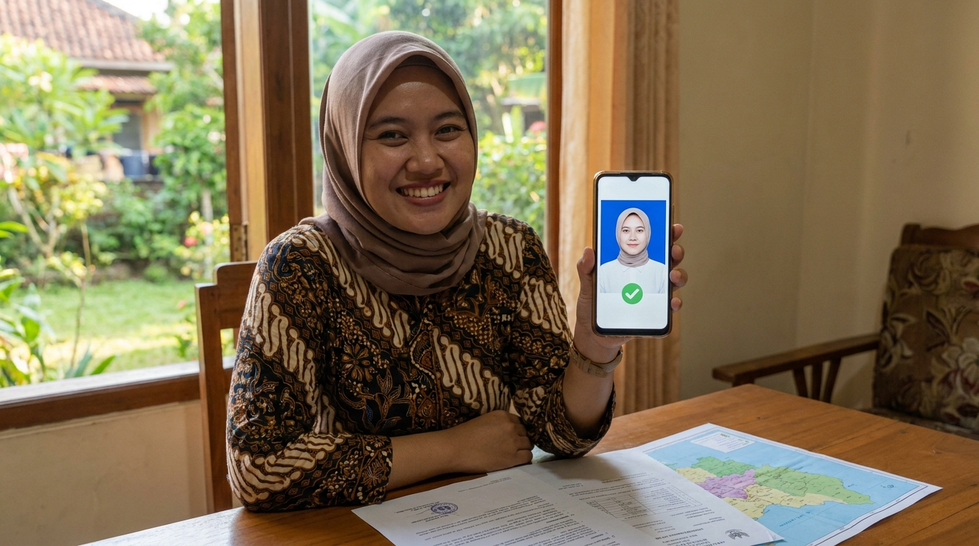Supporting image showing the final accepted-looking result described in "Cara Praktis Menyiapkan Foto Sesuai Ketentuan".