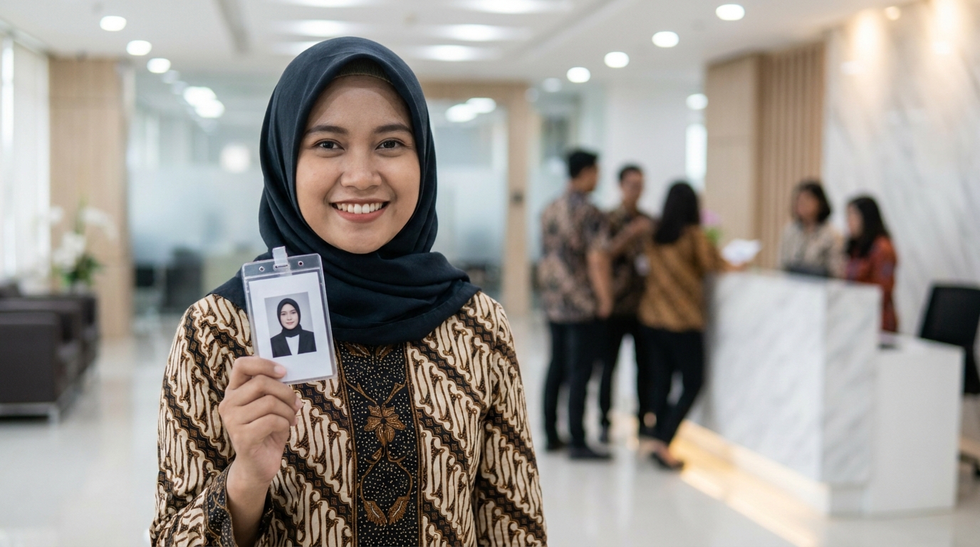 Supporting image showing the final accepted-looking result described in "Panduan Gaya dan Atribut Profesional Karyawan".