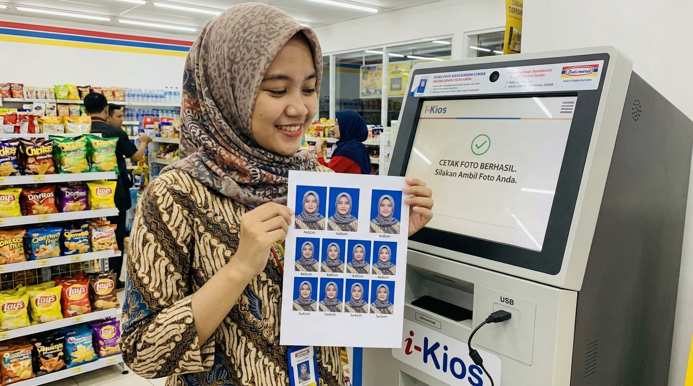 Supporting image showing the final accepted-looking result described in "Langkah Cetak Pas Foto di Kiosk Mandiri".