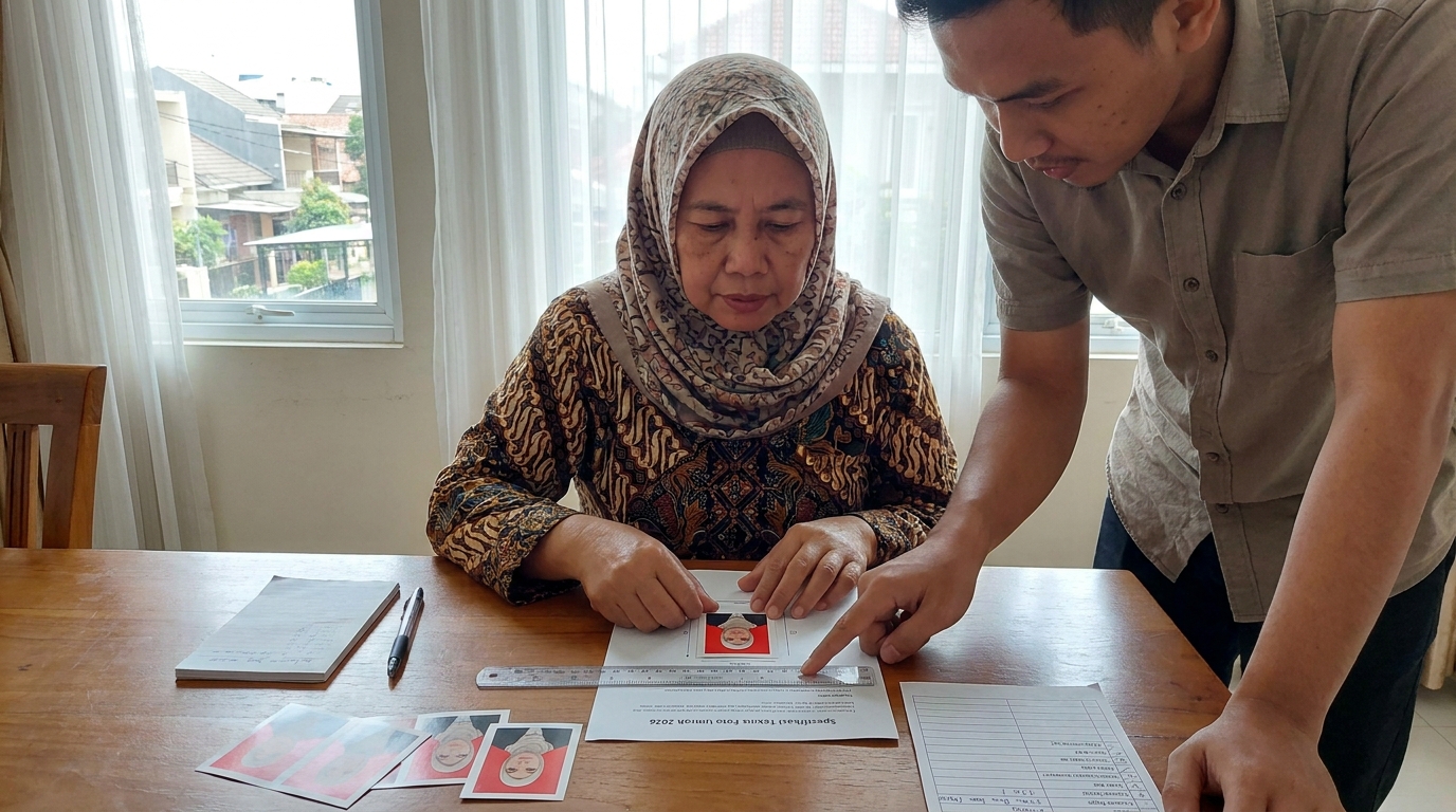 Supporting image that visualizes the requirements, checklist, or technical standards from "Spesifikasi Teknis Foto Visa Umrah 2026".