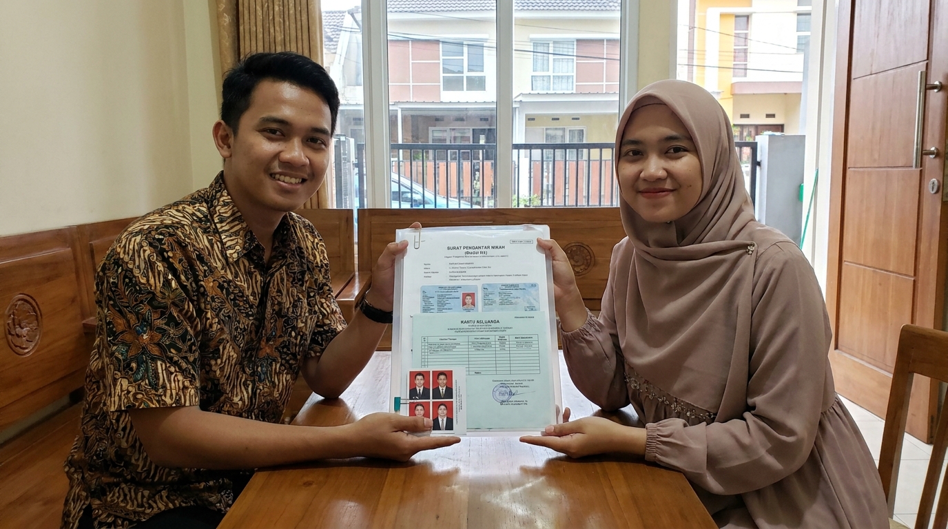 Supporting image showing the final accepted-looking result described in "Checklist Persiapan Administrasi Nikah".