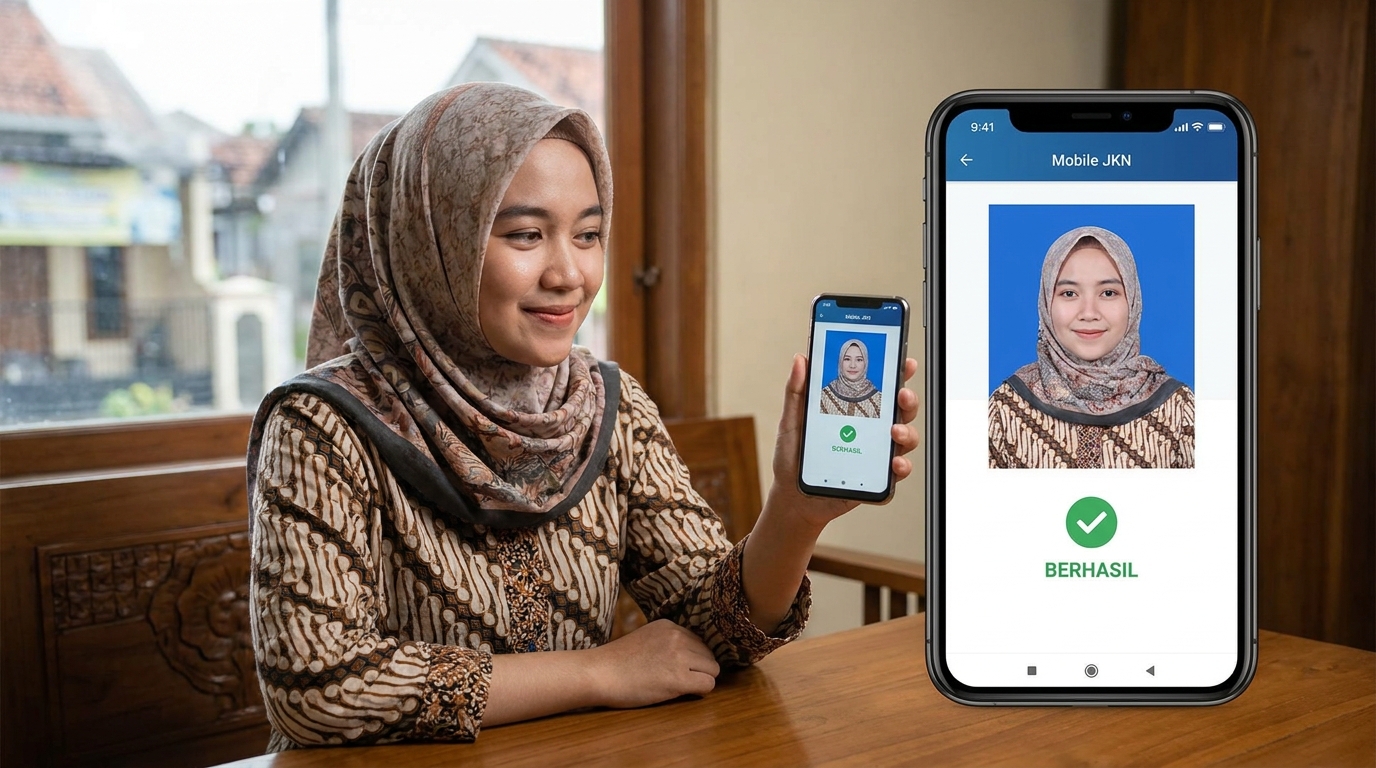 Supporting image showing the final accepted-looking result described in "Syarat Foto Agar Lolos Verifikasi".