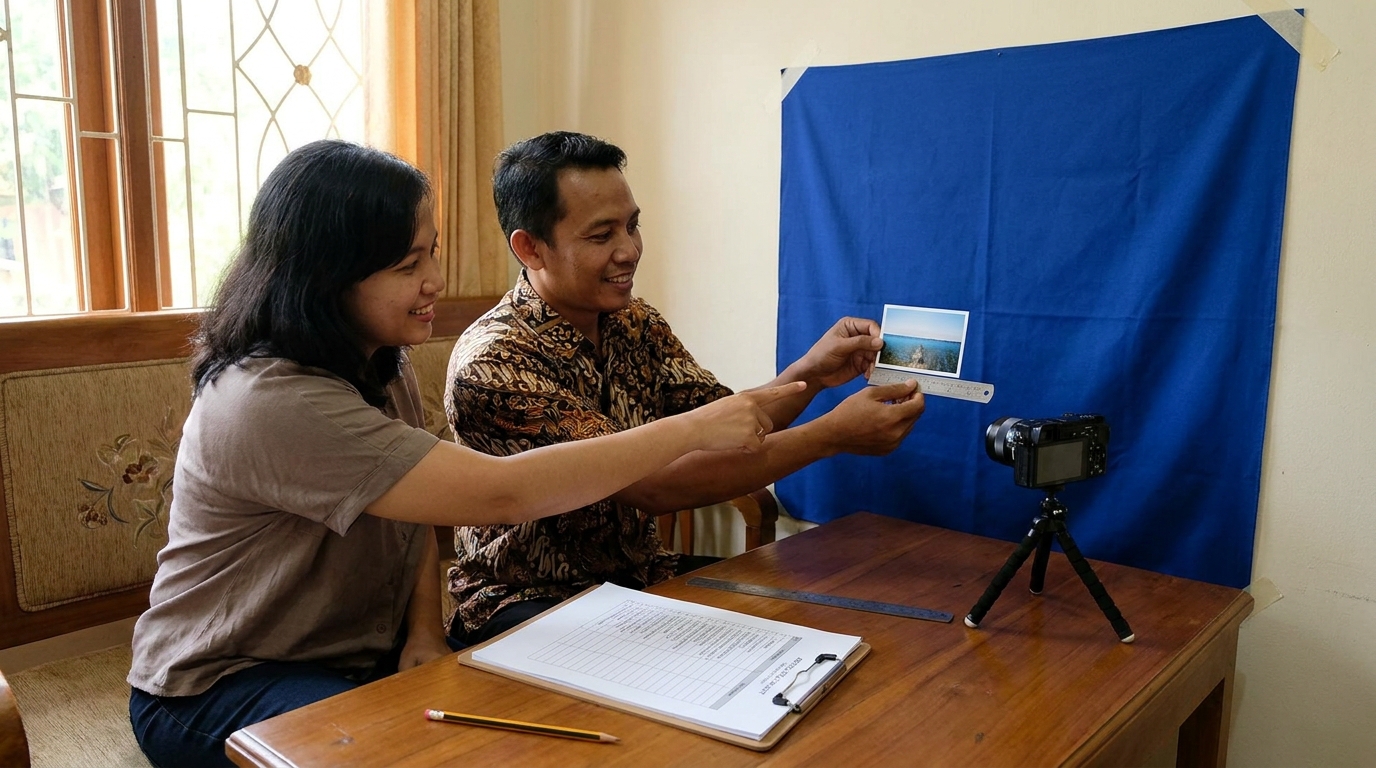 Supporting image that visualizes the requirements, checklist, or technical standards from "Ketentuan Teknis: Warna Latar dan Ukuran".