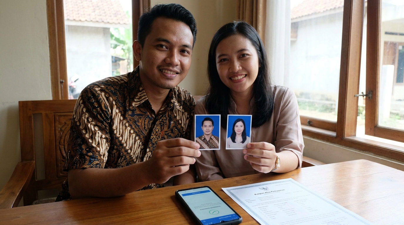 Supporting image showing the final accepted-looking result described in "Solusi Praktis Foto Akta Perkawinan".