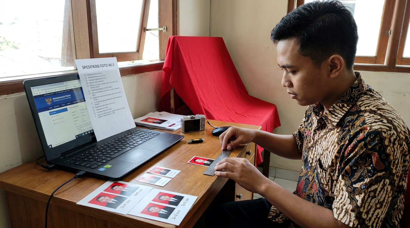 Supporting image that visualizes the requirements, checklist, or technical standards from "Ukuran dan Spesifikasi Teknis Foto AK-1".