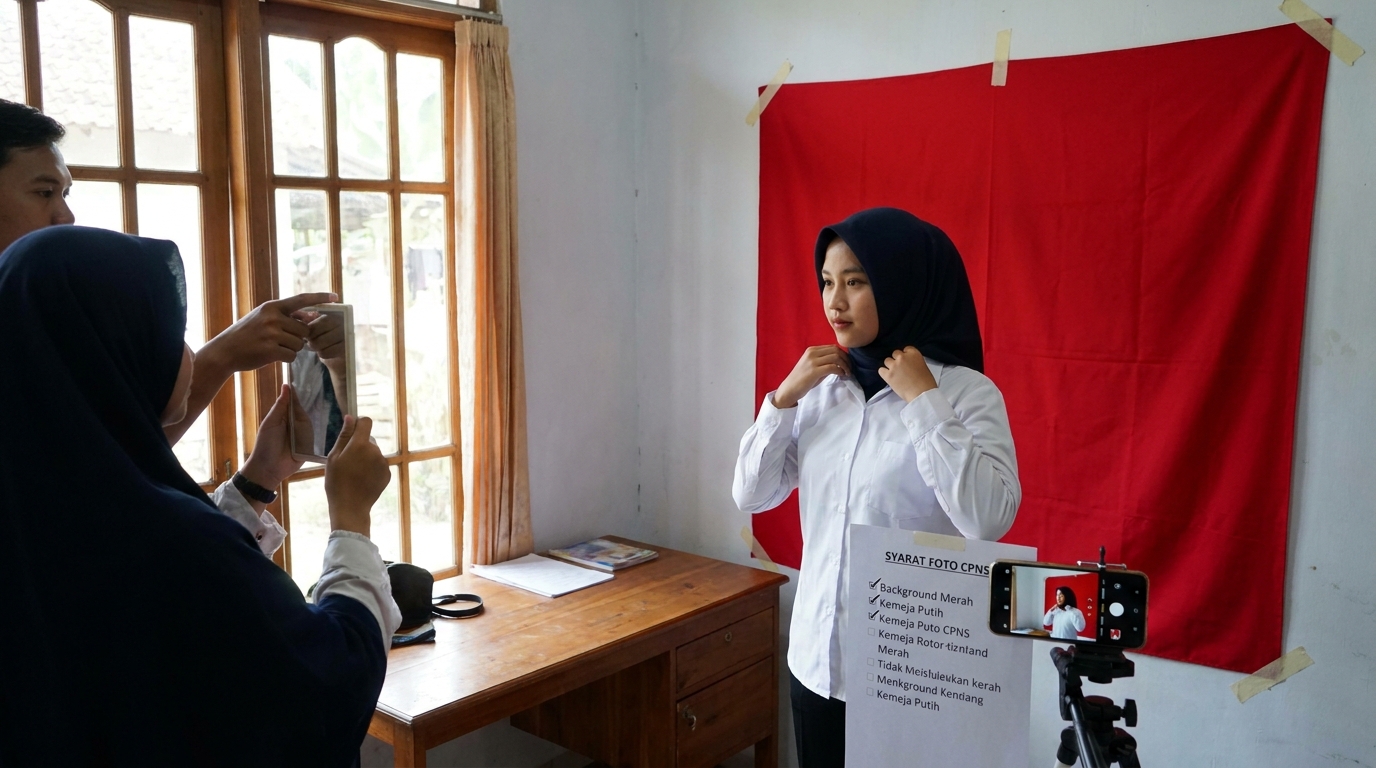 Supporting image that visualizes the requirements, checklist, or technical standards from "Ketentuan Background dan Pakaian".