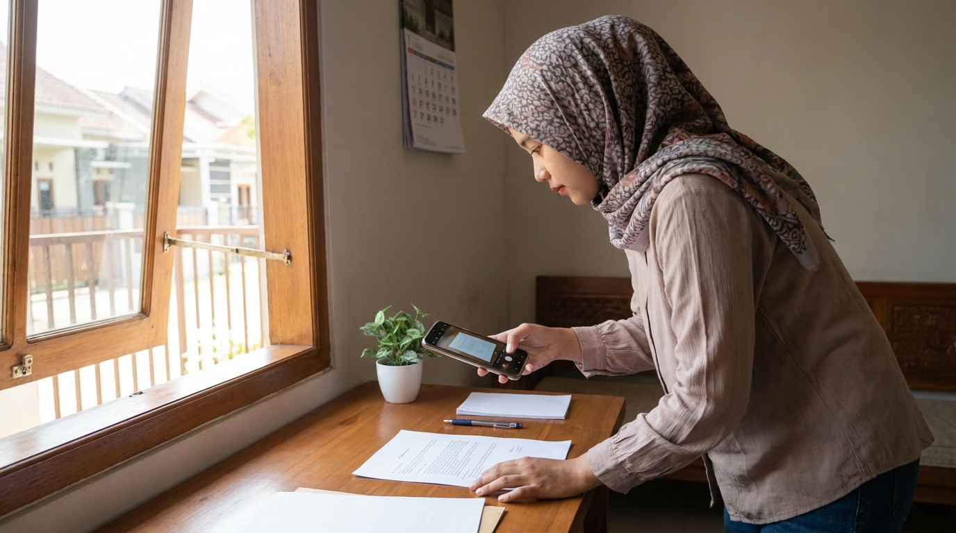 Supporting image that visualizes the requirements, checklist, or technical standards from "Hindari Bayangan Mengganggu dan Pencahayaan Samping".