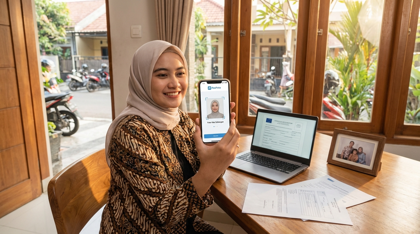 Hero image showing the broader real-world context for syarat foto visa schengen, inspired by the section "Solusi Praktis Menggunakan PasPoto".