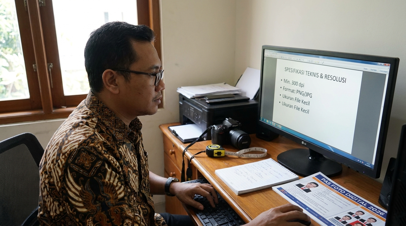 Supporting image that visualizes the requirements, checklist, or technical standards from "Spesifikasi Teknis dan Resolusi".