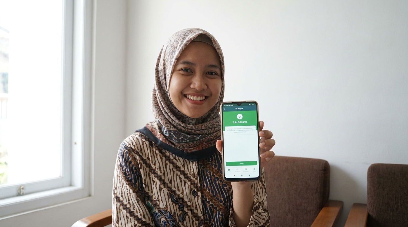 Supporting image showing the final accepted-looking result described in "Pencahayaan: Faktor Penentu Keberhasilan Verifikasi".