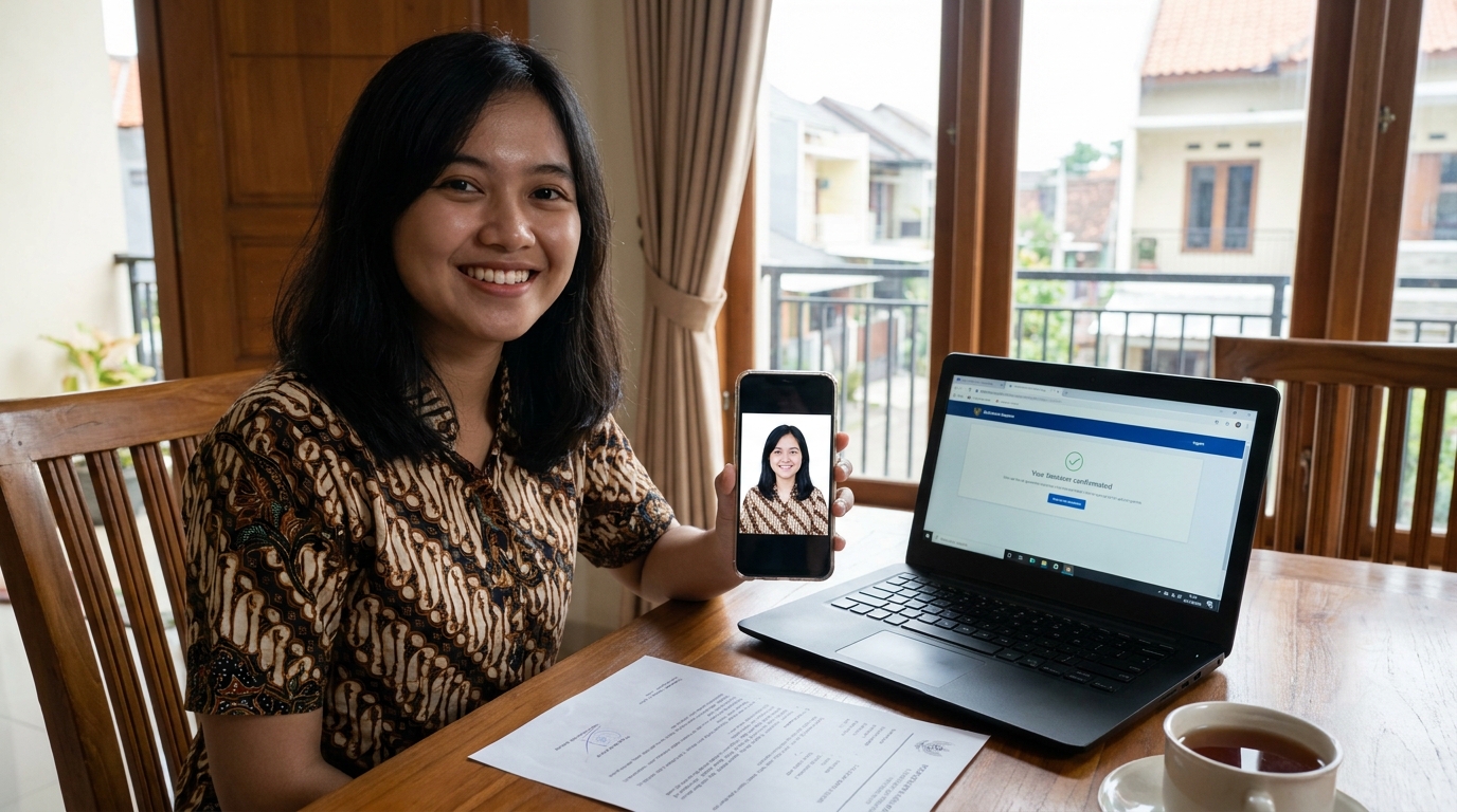 Supporting image showing the final accepted-looking result described in "Solusi Foto Standar Resmi dari Rumah".