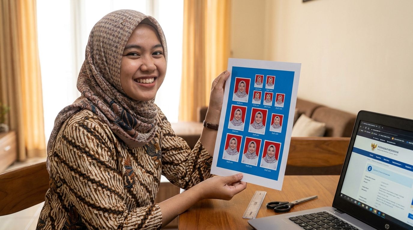 Supporting image showing the final accepted-looking result described in "Tips Teknis Agar Foto Sesuai Standar".