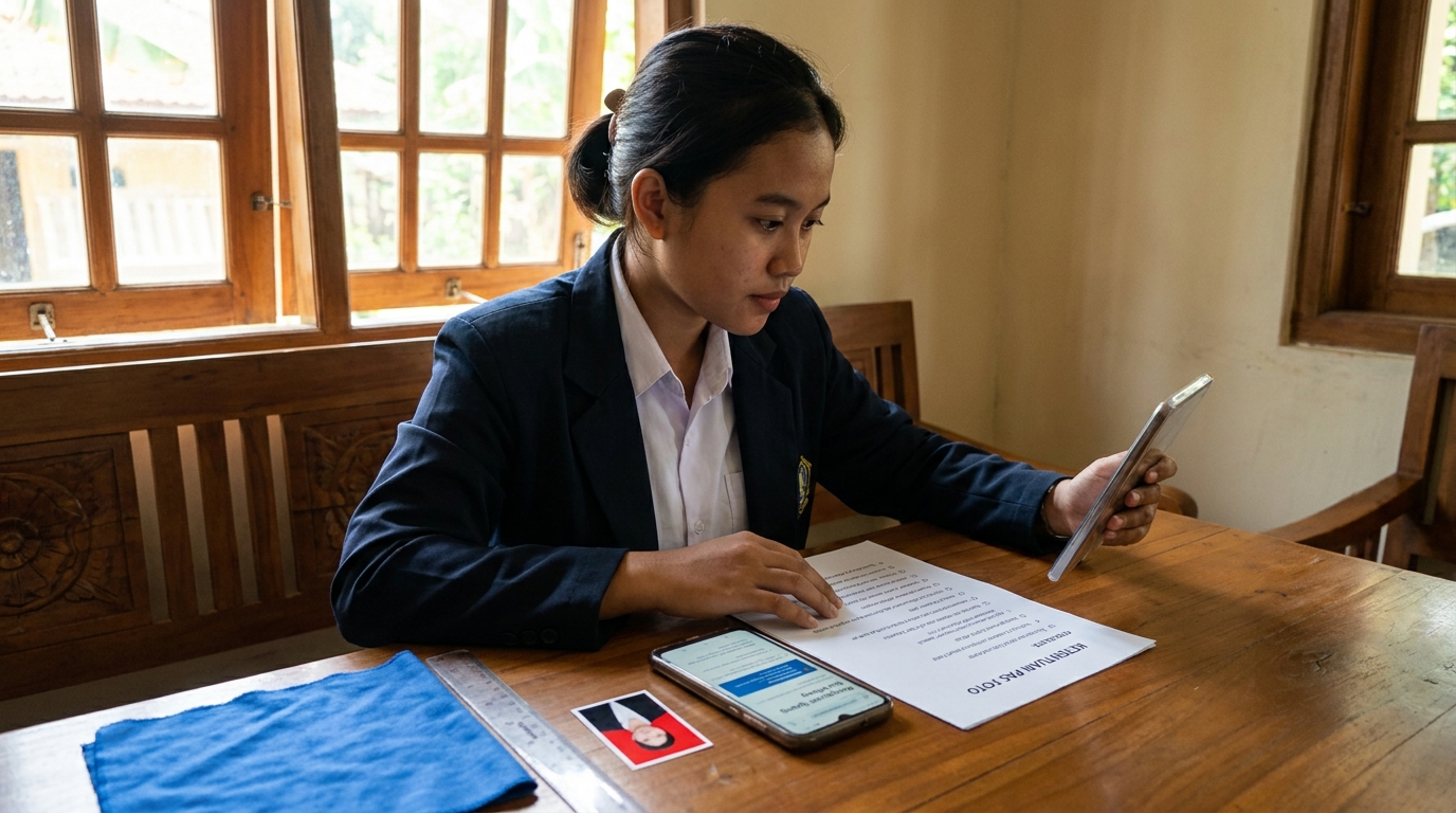 Supporting image that visualizes the requirements, checklist, or technical standards from "Ketentuan Teknis Pas Foto Pengganti Ijazah".