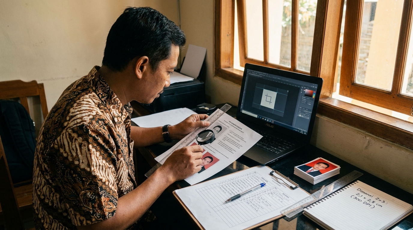 Supporting image that visualizes the requirements, checklist, or technical standards from "Memahami Dimensi Standar Pas Foto 2x3".
