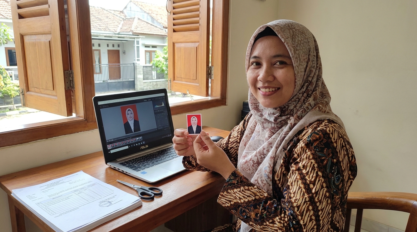 Supporting image showing the final accepted-looking result for cara ubah ukuran foto 2x3.