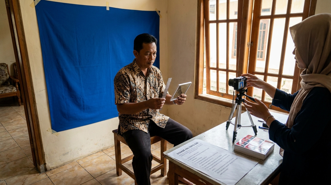 Ilustrasi petunjuk syarat pas foto SIM.