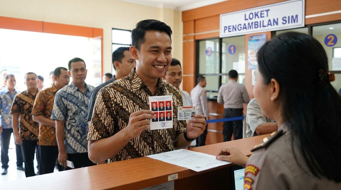 Ilustrasi persiapan syarat pas foto SIM.