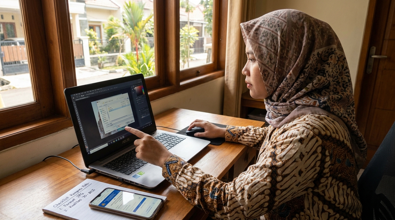 Supporting image that visualizes the requirements, checklist, or technical standards from "Pilih Format JPG untuk Efisiensi Maksimal".