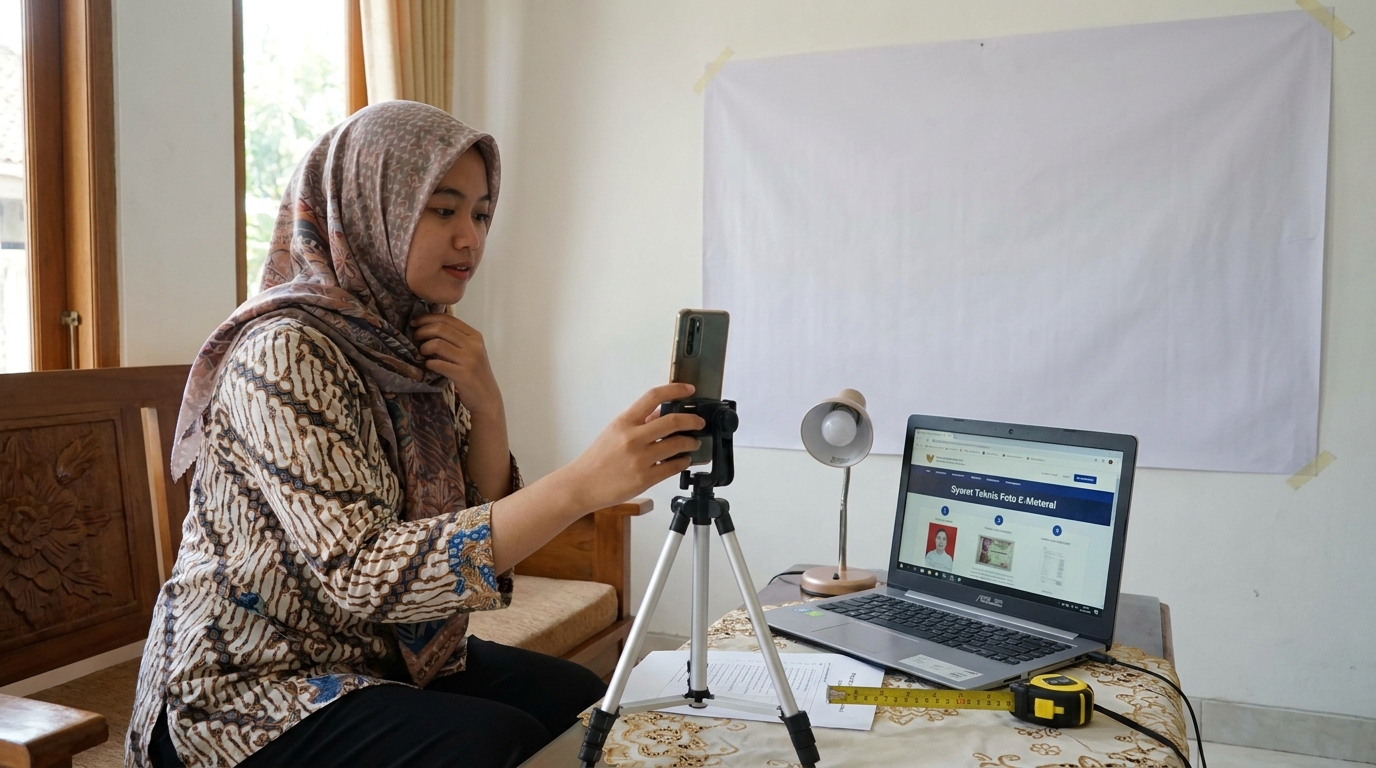 Supporting image that visualizes the requirements, checklist, or technical standards from "Syarat Teknis Foto E-Meterai dan Tanda Tangan Digital 2026".