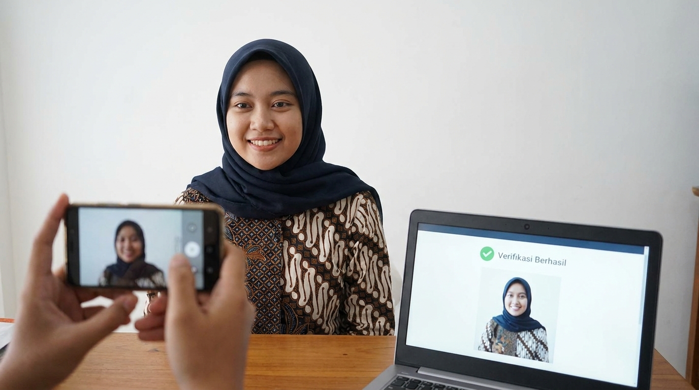 Supporting image showing the final accepted-looking result described in "Langkah Menyiapkan Foto Agar Lolos Verifikasi Peruri".