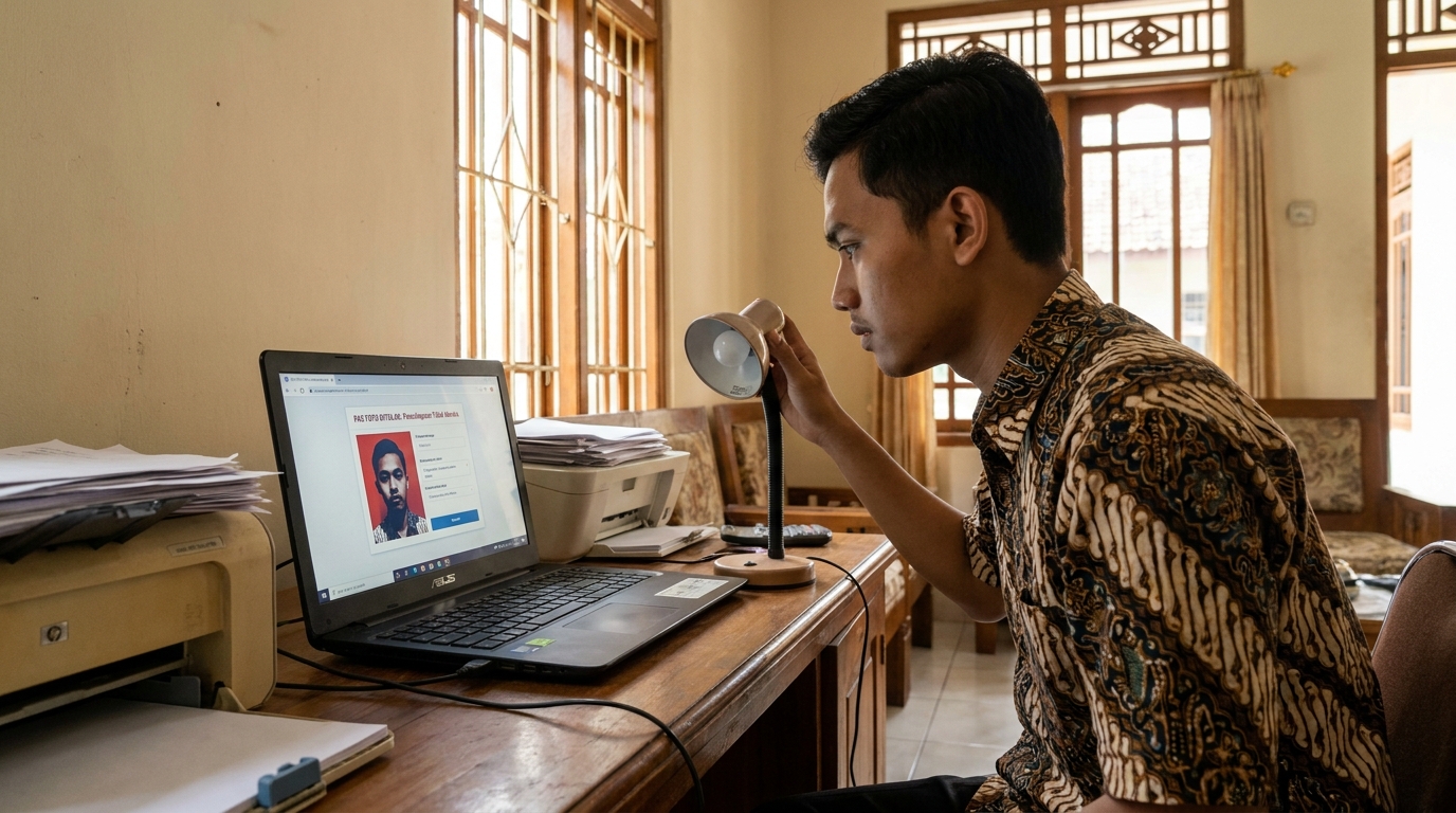 Supporting image showing the main action or workflow from "Pencahayaan dan Bayangan yang Mengganggu Detail Wajah".