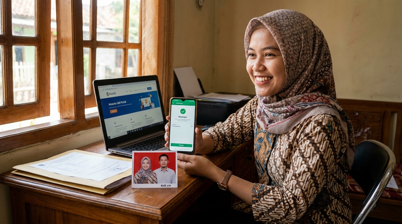 Supporting image showing the final accepted-looking result described in "Solusi Praktis Foto Sertifikat Elsimil".