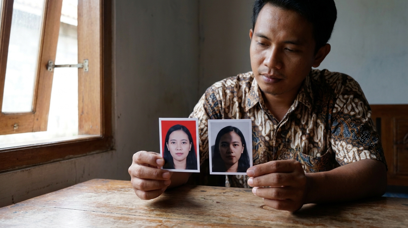 Supporting image showing a clear evaluation or comparison for bayangan pada pas foto.