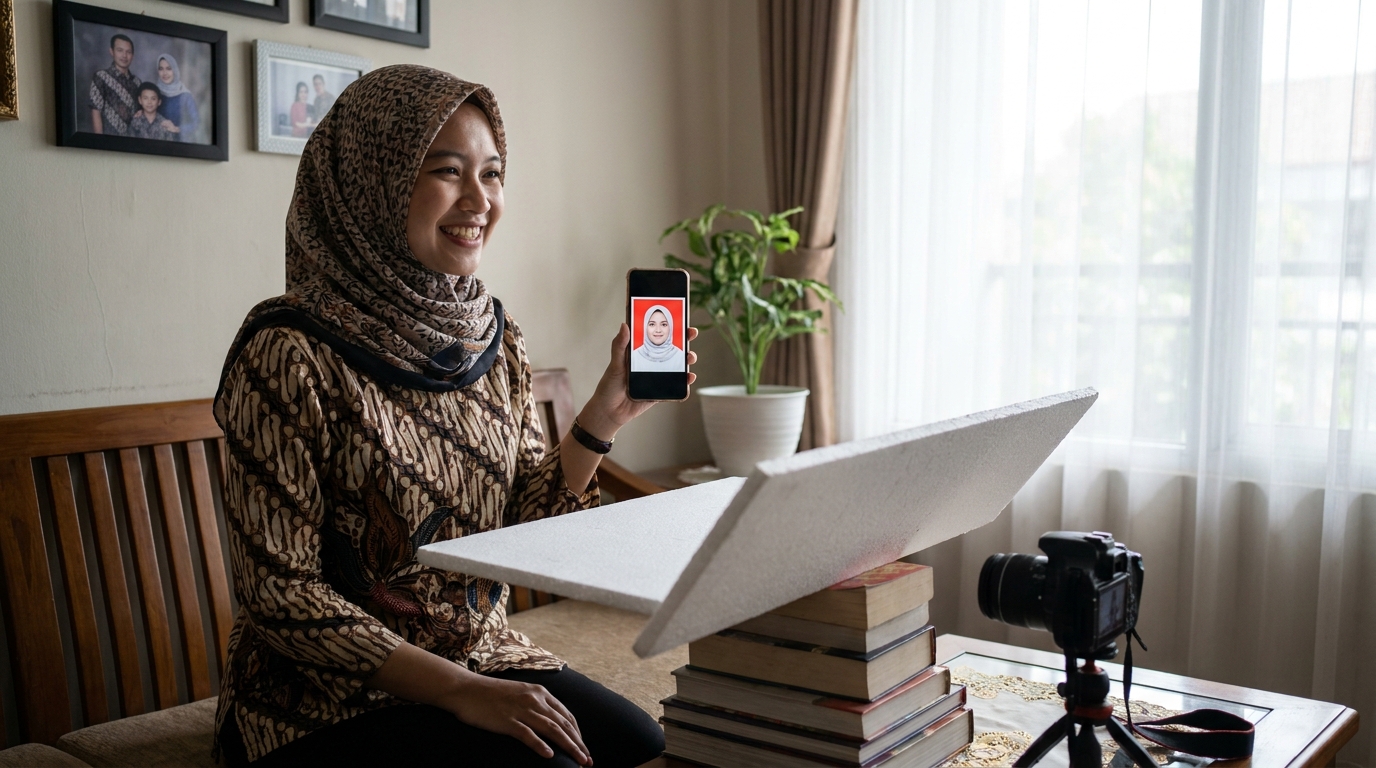 Supporting image showing the final accepted-looking result described in "Strategi Pencahayaan Mandiri untuk Hasil Profesional".