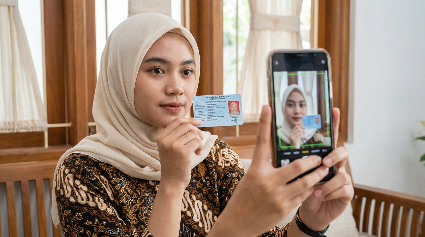 Supporting image showing the final accepted-looking result described in "Langkah Mengambil Swafoto agar Lolos Verifikasi".