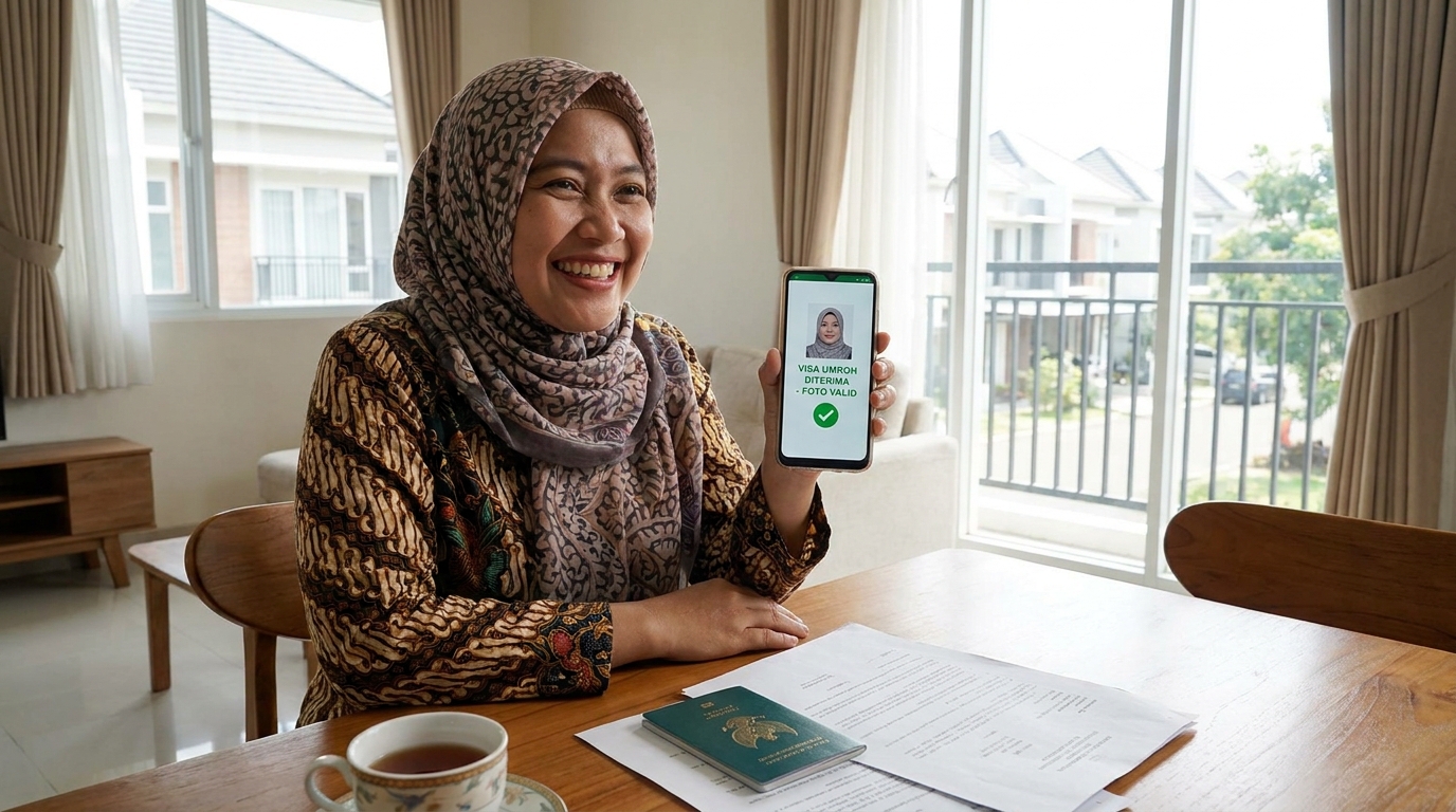 Supporting image showing the final accepted-looking result for foto visa umroh nusuk 2026.