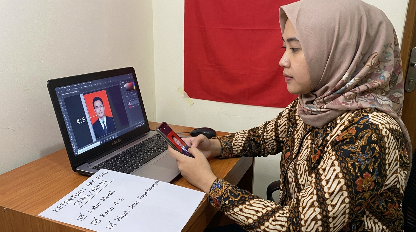 Supporting image that visualizes the requirements, checklist, or technical standards from "Ketentuan Teknis Pas Foto CPNS & BUMN".