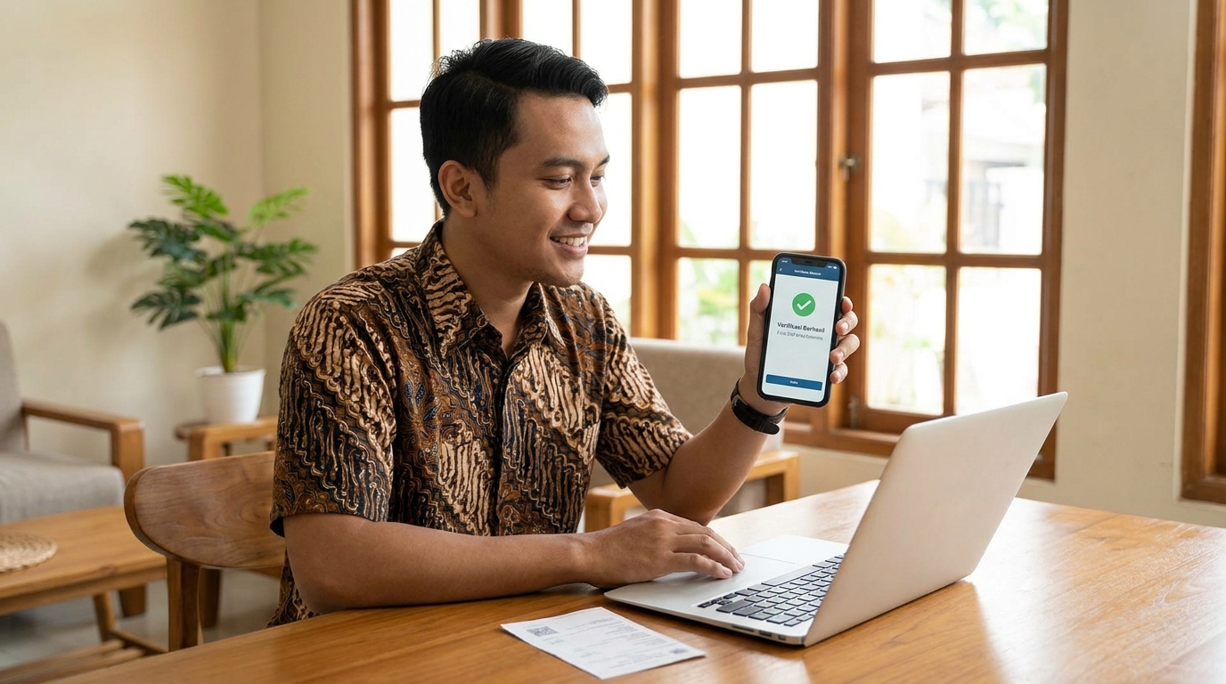 Supporting image showing the final accepted-looking result described in "Mengapa Verifikasi Wajah SIM Online Sering Gagal?".