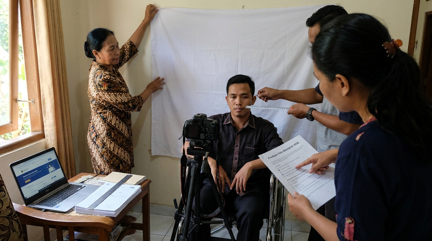 Supporting image that visualizes the requirements, checklist, or technical standards from "Navigasi Aturan dan Standar Biometrik 2026".