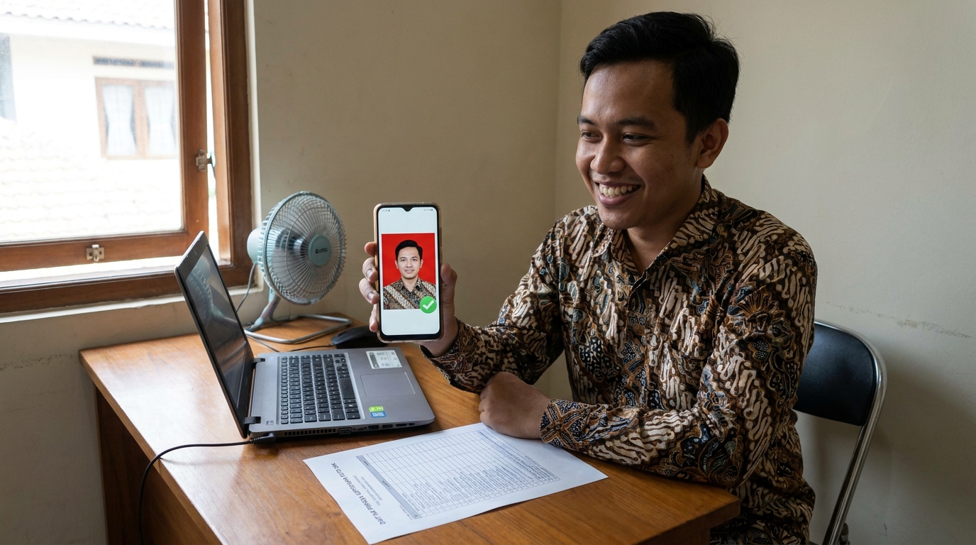 Supporting image showing the final accepted-looking result described in "Daftar Periksa Kepatuhan Foto SKK".