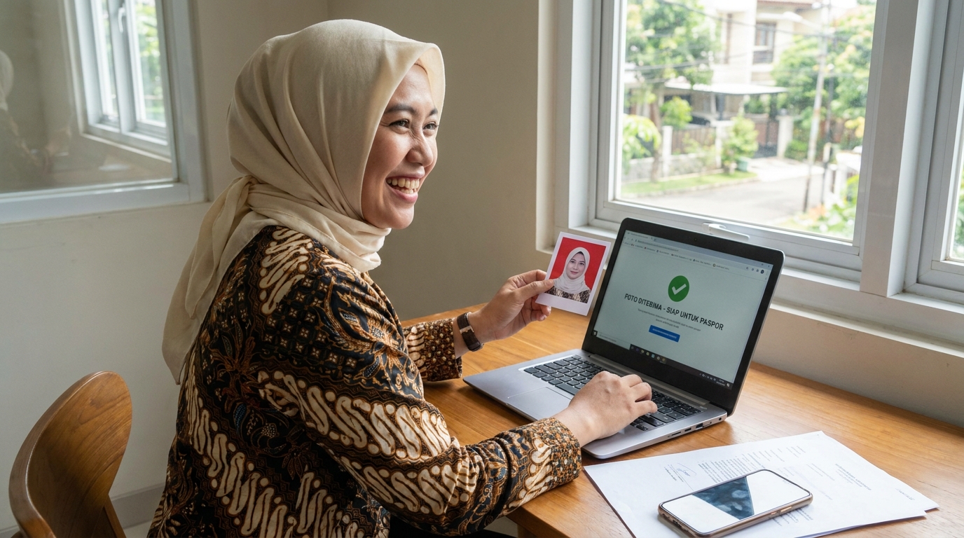 Supporting image showing the final accepted-looking result for foto paspor kbri online.