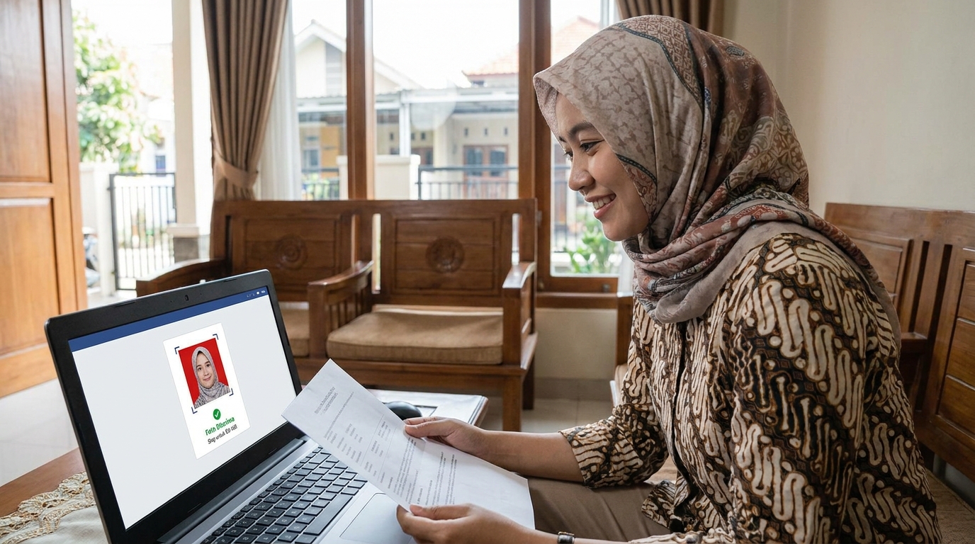 Supporting image showing the final accepted-looking result described in "Solusi Praktis dengan PasPoto".