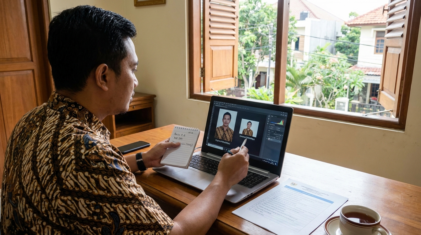 Supporting image that visualizes the requirements, checklist, or technical standards from "Gunakan Teknik Resize Dimensi Pixel".