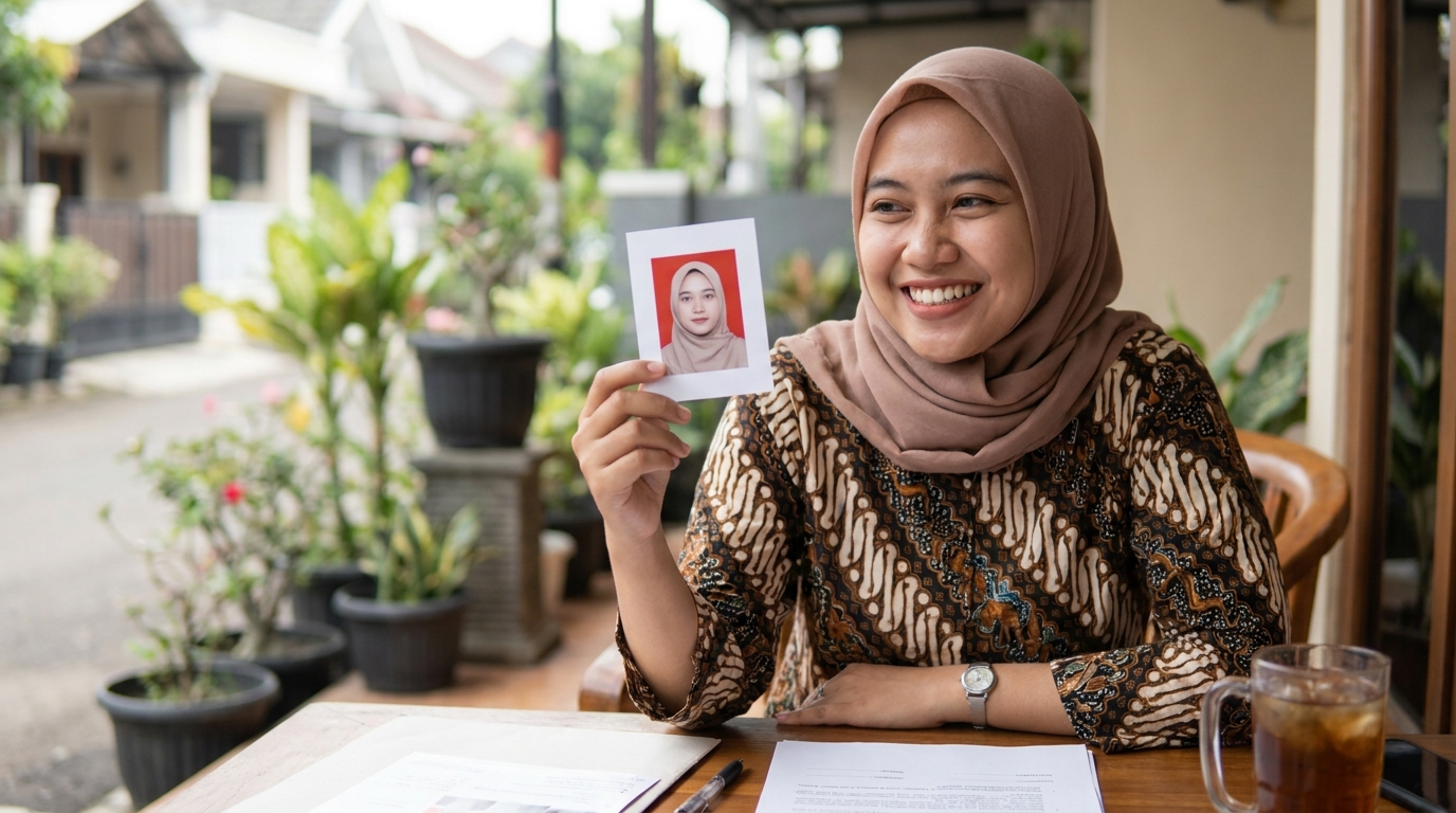 Supporting image showing the final accepted-looking result described in "Kualitas Cetak dan Usia Foto".