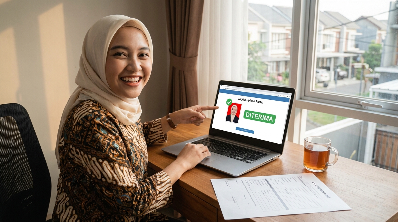 Supporting image showing the final accepted-looking result for format foto pendaftaran online.